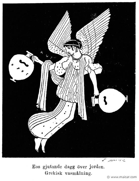 ber021.jpg - ber021: Eos letting the dew fall over the earth. Hugo Bergstedt, Grekernas och Romarnes Mytologi (P. A Norstedt & Söners Förlag, Stockholm, 1909).
