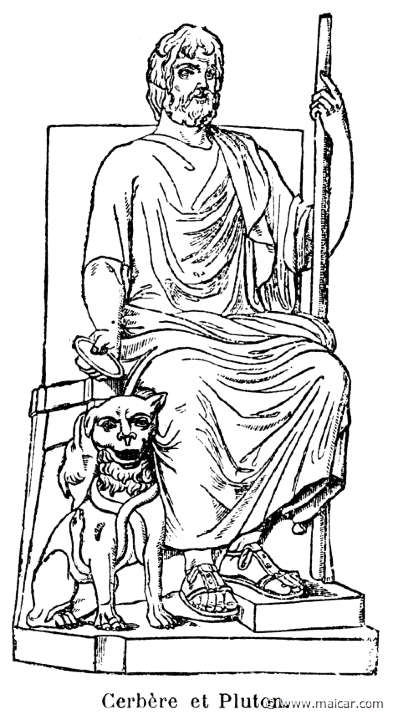 comm229.jpg - comm229: Cerbère et Pluton. Info n/a. P. Commelin, Mythologie Grecque et Romaine, Éditions Garnier Frères, Paris.