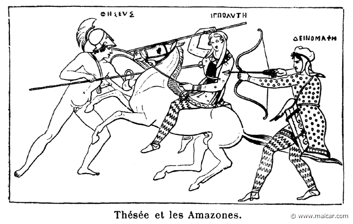comm301.jpg - comm301: Thésée et les Amazons. Info n/a. P. Commelin, Mythologie Grecque et Romaine, Éditions Garnier Frères, Paris.