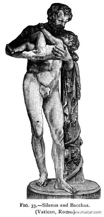 mur033.jpg - mur033: Dionysus and Silenus.Alexander S. Murray, Manual of Mythology (1898).