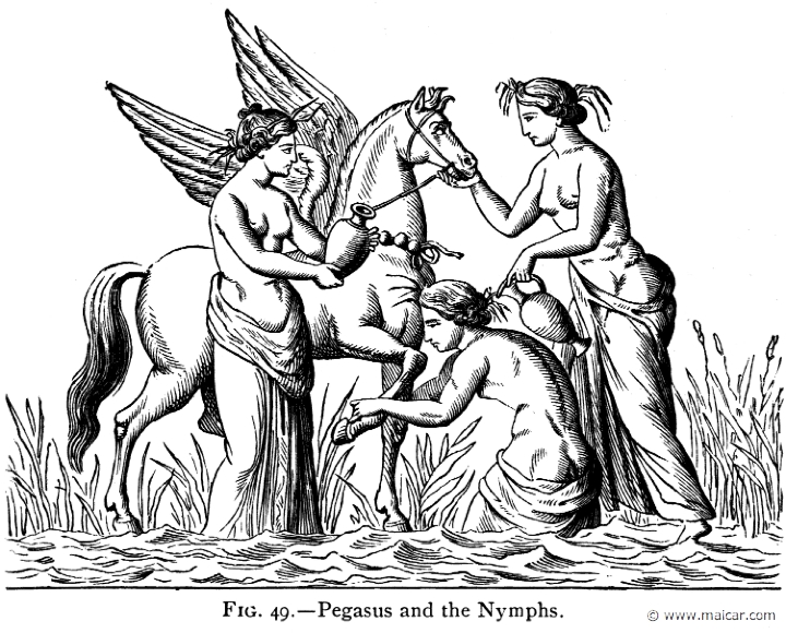 mur049.jpg - mur049: Pegasus and Nymphs.Alexander S. Murray, Manual of Mythology (1898).