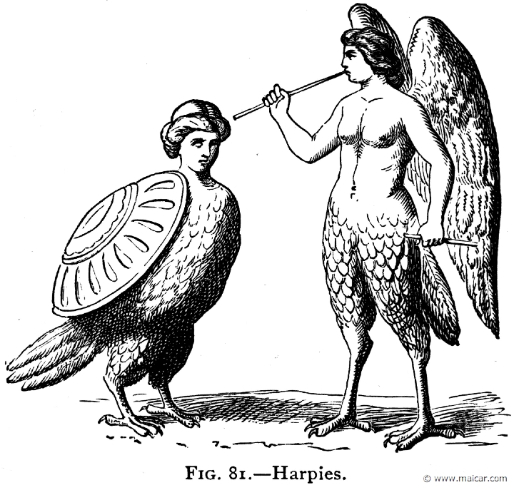 mur081.jpg - mur081: Harpies.Alexander S. Murray, Manual of Mythology (1898).