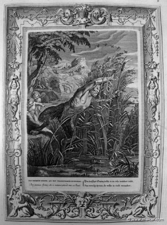 3003.jpg - 3003: Pan pursuit Syrinx qui est transformée en roseau..Bernard Picart (1673-1733), Fabeln der Alten (Musen-Tempel), 1754.
