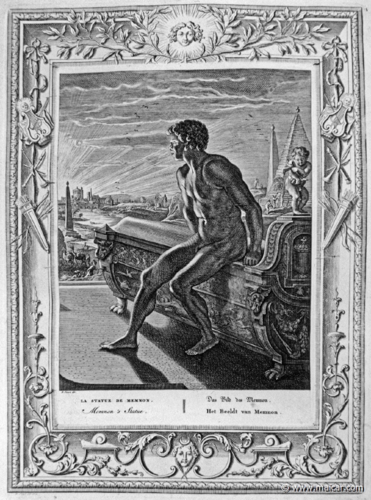 3110.jpg - 3110: Memnon’s statue.Bernard Picart (1673-1733), Fabeln der Alten (Musen-Tempel), 1754.