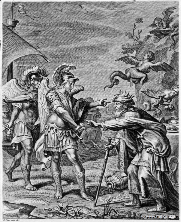 3118detail.jpg - 3118 (detail): Calais and Zetes deliver Phineus from the Harpies.Bernard Picart (1673-1733), Fabeln der Alten (Musen-Tempel), 1754.