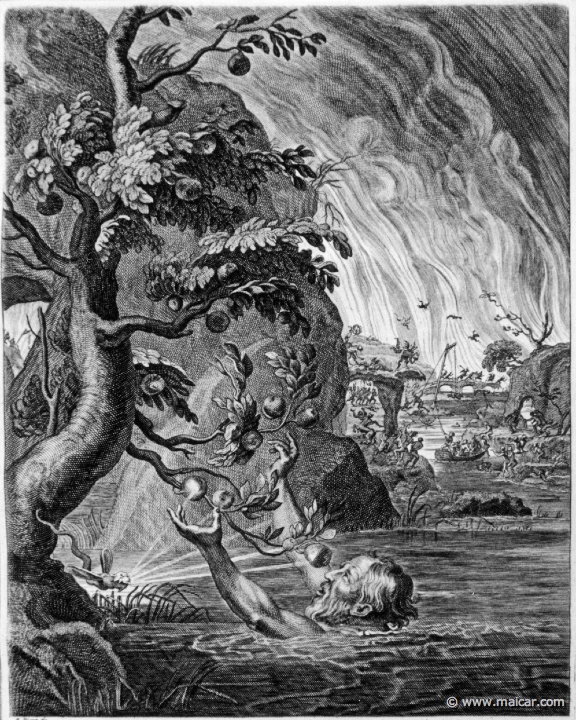 3120detail.jpg - 3120 (detail): The torments of Tantalus.Bernard Picart (1673-1733), Fabeln der Alten (Musen-Tempel), 1754.