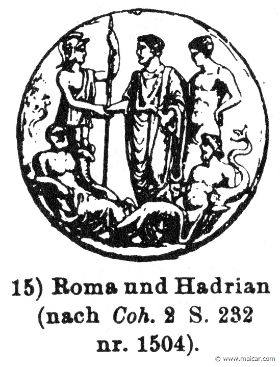 RIV-0155.jpg - RIV-0155: Roma greeting Hadrian.Wilhelm Heinrich Roscher (Göttingen, 1845- Dresden, 1923), Ausfürliches Lexikon der griechisches und römisches Mythologie, 1884.