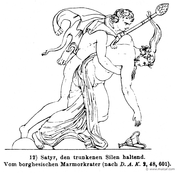 RIV-0490.jpg - RIV-0490: Drunken Silenus, falling.Wilhelm Heinrich Roscher (Göttingen, 1845- Dresden, 1923), Ausfürliches Lexikon der griechisches und römisches Mythologie, 1884.
