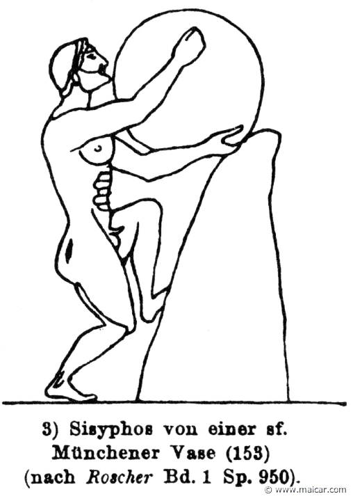 RIV-0970.jpg - RIV-0970: Sisyphus pushing the stone.Wilhelm Heinrich Roscher (Göttingen, 1845- Dresden, 1923), Ausfürliches Lexikon der griechisches und römisches Mythologie, 1884.