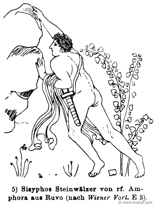 RIV-0971.jpg - RIV-0971: Sisyphus pushing the stone.Wilhelm Heinrich Roscher (Göttingen, 1845- Dresden, 1923), Ausfürliches Lexikon der griechisches und römisches Mythologie, 1884.