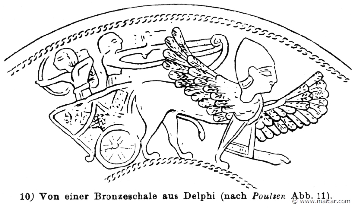 RIV-1345b.jpg - RIV-1345b: Sphinx dragging a chariot. Delphi.Wilhelm Heinrich Roscher (Göttingen, 1845- Dresden, 1923), Ausfürliches Lexikon der griechisches und römisches Mythologie, 1884.