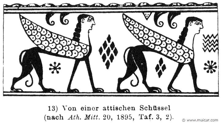 RIV-1351.jpg - RIV-1351: Sphinxes from Attic bowl.Wilhelm Heinrich Roscher (Göttingen, 1845- Dresden, 1923), Ausfürliches Lexikon der griechisches und römisches Mythologie, 1884.