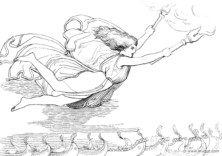 il211flax.jpg - il211flax: "Zeus sent forth Eris unto the swift ships of the Achaeans, dread Eris, bearing in her hands a portent of war." (Hom.Il.11.4) John Flaxman (1755 – 1826).