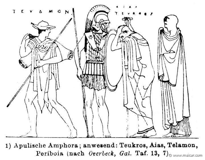 RV-0422.jpg - RV-0422: Teucer, Ajax, Telamon, Periboea. Wilhelm Heinrich Roscher (Göttingen, 1845- Dresden, 1923), Ausfürliches Lexikon der griechisches und römisches Mythologie, 1884.