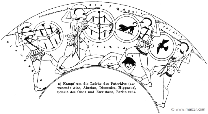 RIII.2-1702b.jpg - RIII.2-1702b: Diomedes, Ajax, Aeneas, Hippasus. Fight over the corpse of Patroclus. Wilhelm Heinrich Roscher (Göttingen, 1845- Dresden, 1923), Ausfürliches Lexikon der griechisches und römisches Mythologie, 1884.