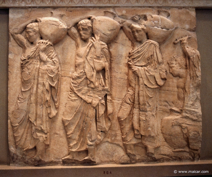 6421.jpg - 6421: Water-jar carriers. Frieze inside the Parthenon. Acropolis Museum, Athens.