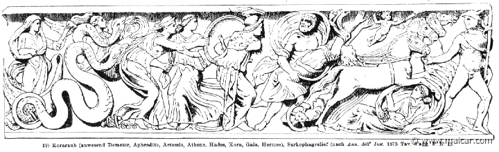 RII.1-1375.jpg - RII.1-1375: The abduction of Persephone. Present: Demeter, Aphrodite, Artemis, Athena, Hades, Persephone, Gaia, Hermes. Wilhelm Heinrich Roscher (Göttingen, 1845- Dresden, 1923), Ausfürliches Lexikon der griechisches und römisches Mythologie, 1884.