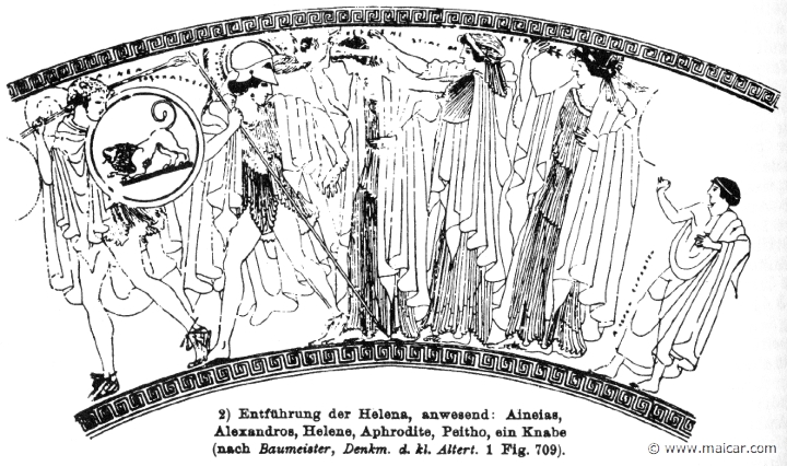 RIII.2-1799b.jpg - RIII.2-1799b: Abduction of Helen. Present: Aeneas, Paris, Helen, Aphrodite, Peitho.Wilhelm Heinrich Roscher (Göttingen, 1845- Dresden, 1923), Ausfürliches Lexikon der griechisches und römisches Mythologie, 1884.