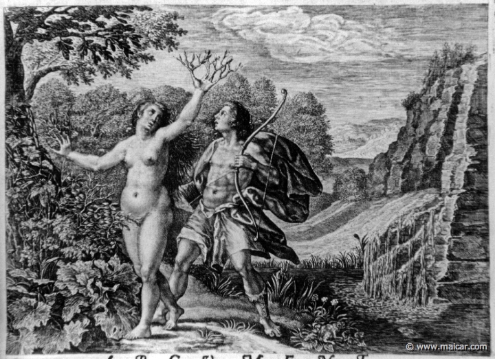 2611.jpg - 2611: Apollo and Daphne.Les METAMORPHOSES D’OVIDE EN LATIN ET FRANÇOIS, DIVISÉES EN XV LIVRES. TRADUCTION DE Mr. PIERRE DU-RYER PARISIEN, DE L’ACADEMIE FRANÇOISE. MDCLXXVII.