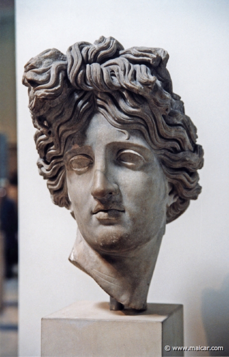 7929.jpg - 7929: Marble head of Apollo. About 120-140 AD. British Museum, London.