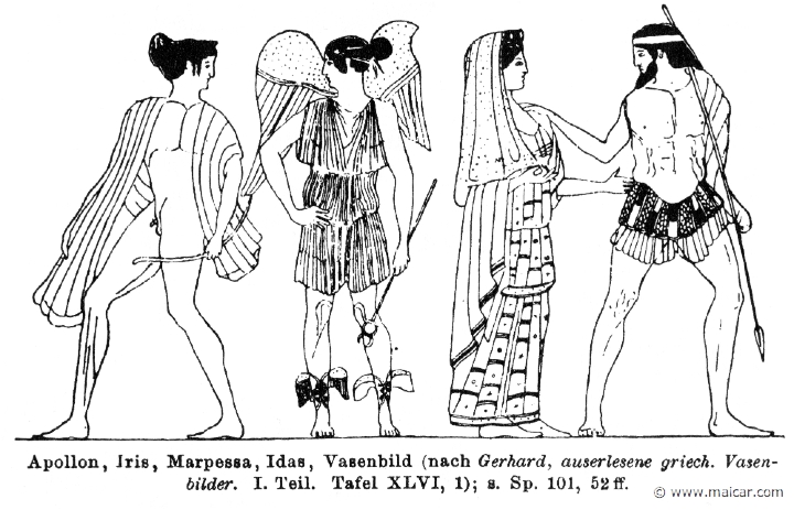 RII.1-0103.jpg - RII.1-0103: Apollo, Iris, Marpessa, and Idas. Wilhelm Heinrich Roscher (Göttingen, 1845- Dresden, 1923), Ausfürliches Lexikon der griechisches und römisches Mythologie, 1884.