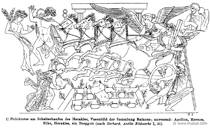 RIII.2-2329.jpg - RIII.2-2329: Philoctetes at the funeral pyre of Heracles.Wilhelm Heinrich Roscher (Göttingen, 1845- Dresden, 1923), Ausfürliches Lexikon der griechisches und römisches Mythologie, 1884.