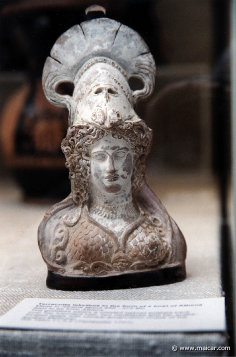 8322.jpg - 8322: Terracotta lekythos in the form of a bust of Athena. Athens c. 440-375 BC. British Museum, London.