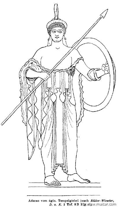 RI.1-0692.jpg - RI.1-0692: Athena from Aegina.Wilhelm Heinrich Roscher (Göttingen, 1845- Dresden, 1923), Ausfürliches Lexikon der griechisches und römisches Mythologie, 1884.