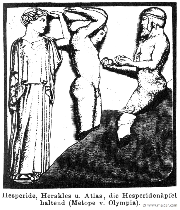 RI.1-0709.jpg - RI.1-0709: Athena, Heracles and Atlas. Olympia.Wilhelm Heinrich Roscher (Göttingen, 1845- Dresden, 1923), Ausfürliches Lexikon der griechisches und römisches Mythologie, 1884.