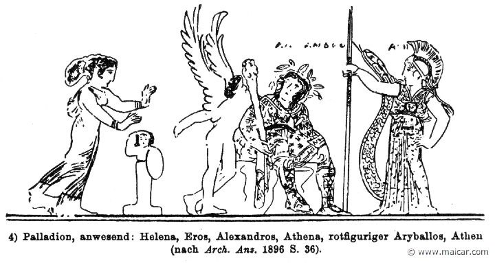 RIII.1-1329.jpg - RIII.1-1329: Helen, Palladium, Eros, Paris, Athena.Wilhelm Heinrich Roscher (Göttingen, 1845- Dresden, 1923), Ausfürliches Lexikon der griechisches und römisches Mythologie, 1884.