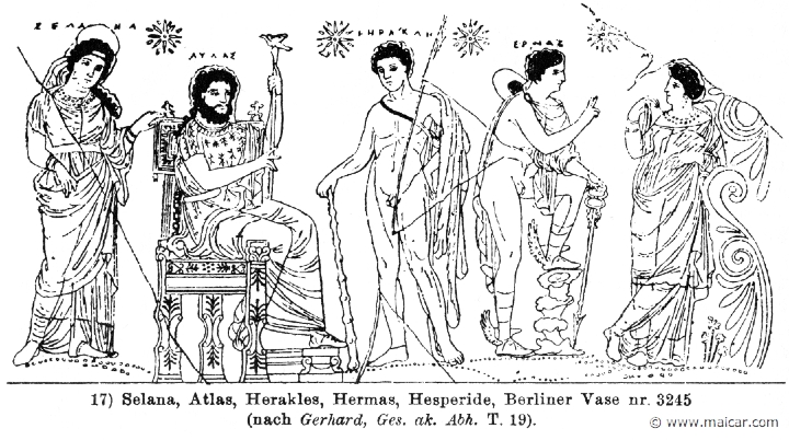 RII.2-3147.jpg - RII.2-3147: Selene, Atlas, Heracles, Hermes, Hesperid. Wilhelm Heinrich Roscher (Göttingen, 1845- Dresden, 1923), Ausfürliches Lexikon der griechisches und römisches Mythologie, 1884.