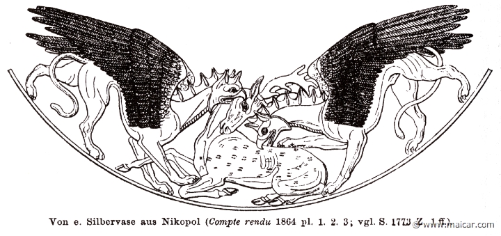 RI.2-1771.jpg - RI.2-1771: Griffins attacking a deer. Wilhelm Heinrich Roscher (Göttingen, 1845- Dresden, 1923), Ausfürliches Lexikon der griechisches und römisches Mythologie, 1884.