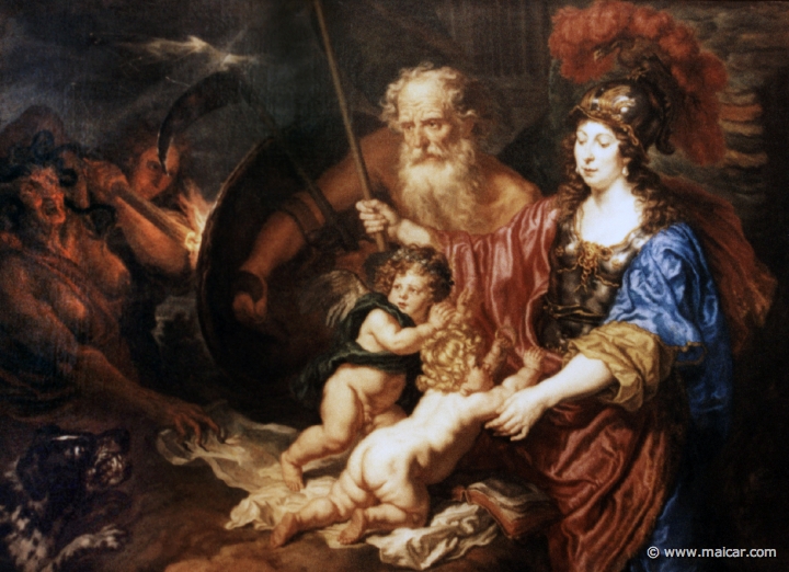 0529.jpg - 0529 Minerva und Saturn beschützen Kunst und Wissenschaft, 1644. Joachim van Sandart 1606-1688. Künsthistorische Museum, Wien.