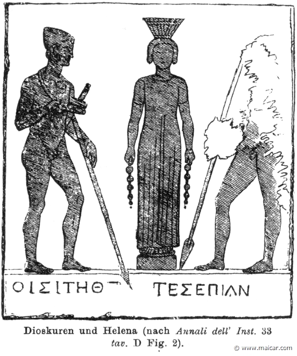 RI.1-1167.jpg - RI.1-1167: The Dioscuri and Helen. Wilhelm Heinrich Roscher (Göttingen, 1845- Dresden, 1923), Ausfürliches Lexikon der griechisches und römisches Mythologie, 1884.