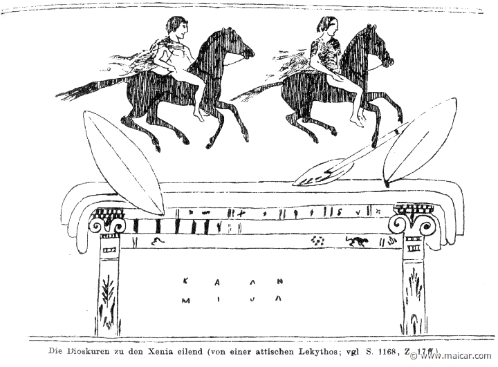 RI.1-1169.jpg - RI.1-1169: The Dioscuri. Attic Lekythos. Wilhelm Heinrich Roscher (Göttingen, 1845- Dresden, 1923), Ausfürliches Lexikon der griechisches und römisches Mythologie, 1884.