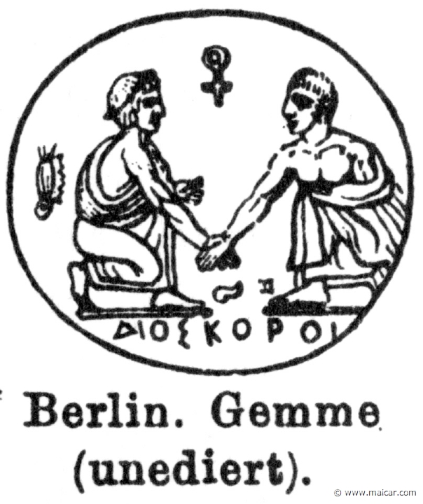 RI.1-1174.jpg - RI.1-1174: The Dioscuri. Gem. Wilhelm Heinrich Roscher (Göttingen, 1845- Dresden, 1923), Ausfürliches Lexikon der griechisches und römisches Mythologie, 1884.