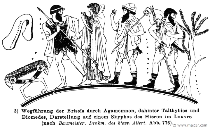 RV-0042.jpg - RV-0042: Agamemnon, Briseis, Talthybius, Diomedes. Wilhelm Heinrich Roscher (Göttingen, 1845- Dresden, 1923), Ausfürliches Lexikon der griechisches und römisches Mythologie, 1884.