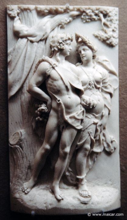 3404.jpg - 3404: Bacchus und Ceres nach einem Stich Johann Sadelers nach dem Gemälde “sine Cerere et Baccho friget Venus” von Bartholomäus Spranger, ca. 1650-70. Museum für Kunst und Gewerbe, Hamburg.