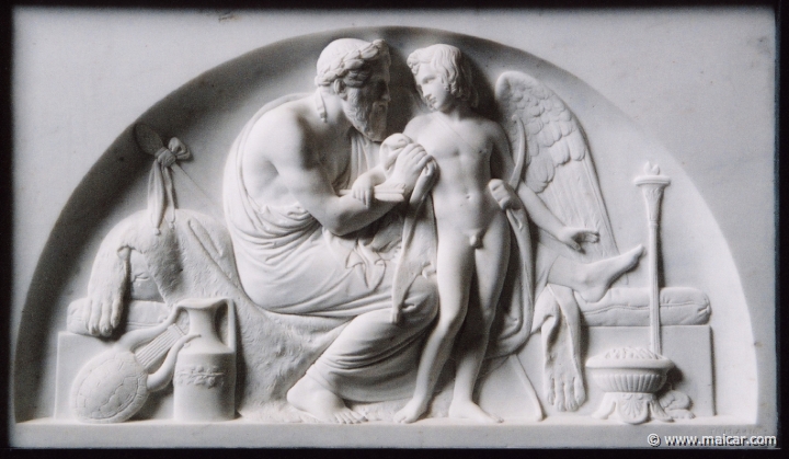 9103.jpg - 9103: Bertel Thorvaldsen 1770-1844: Cupid Received by Anacreon. The Thorvaldsen Museum, Copenhagen.