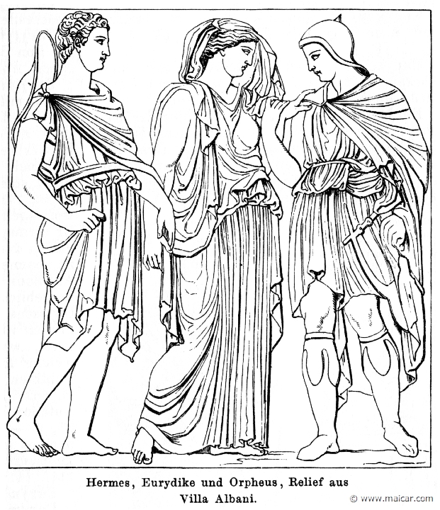 RI.1-1422.jpg - RI.1-1422: Hermes, Eurydice and Orpheus. Wilhelm Heinrich Roscher (Göttingen, 1845- Dresden, 1923), Ausfürliches Lexikon der griechisches und römisches Mythologie, 1884.