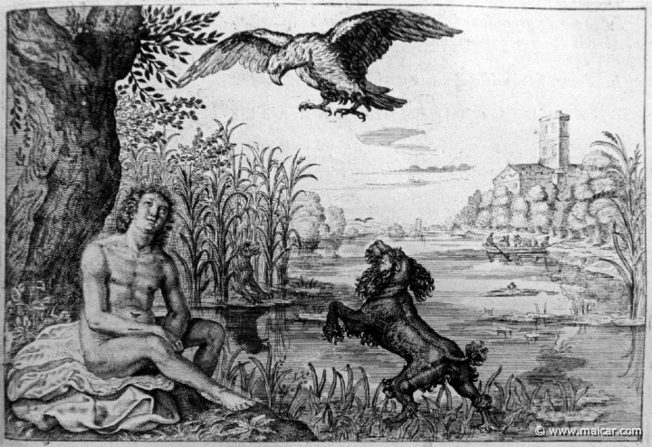 2735.jpg - 2735: Ganymedes and the eagle. Les METAMORPHOSES D’OVIDE EN LATIN ET FRANÇOIS, DIVISÉES EN XV LIVRES. TRADUCTION DE Mr. PIERRE DU-RYER PARISIEN, DE L’ACADEMIE FRANÇOISE. MDCLXXVII.