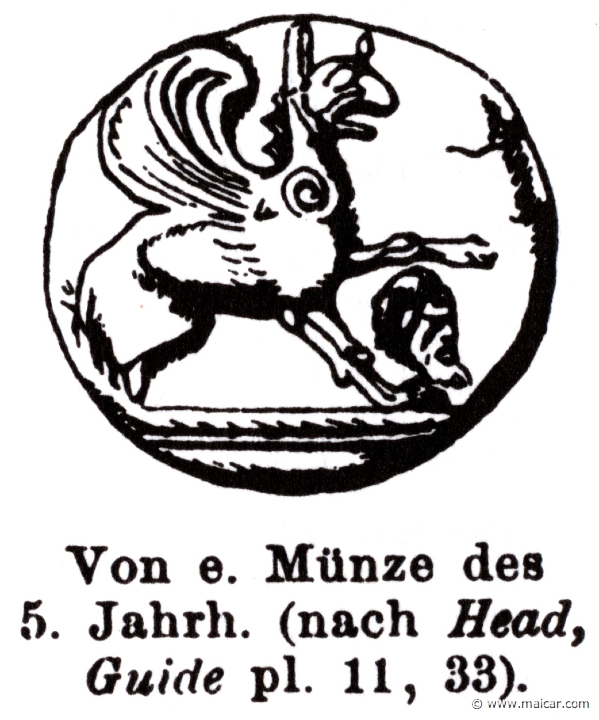 RI.2-1763b.jpg - RI.2-1763b: Griffin. Coin. Wilhelm Heinrich Roscher (Göttingen, 1845- Dresden, 1923), Ausfürliches Lexikon der griechisches und römisches Mythologie, 1884.