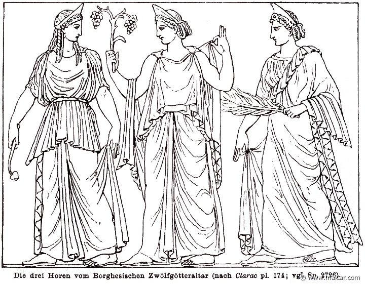 RI.2-2730.jpg - RI.2-2730: Three Horae. Wilhelm Heinrich Roscher (Göttingen, 1845- Dresden, 1923), Ausfürliches Lexikon der griechisches und römisches Mythologie, 1884.