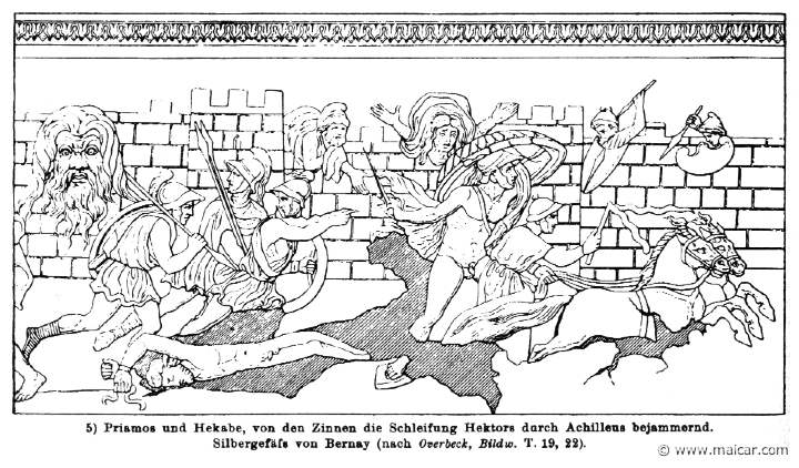 RIII.2-2955.jpg - RIII.2-2955: Priam and Hecabe watch Achilles outraging the body of Hector. Wilhelm Heinrich Roscher (Göttingen, 1845- Dresden, 1923), Ausfürliches Lexikon der griechisches und römisches Mythologie, 1884.