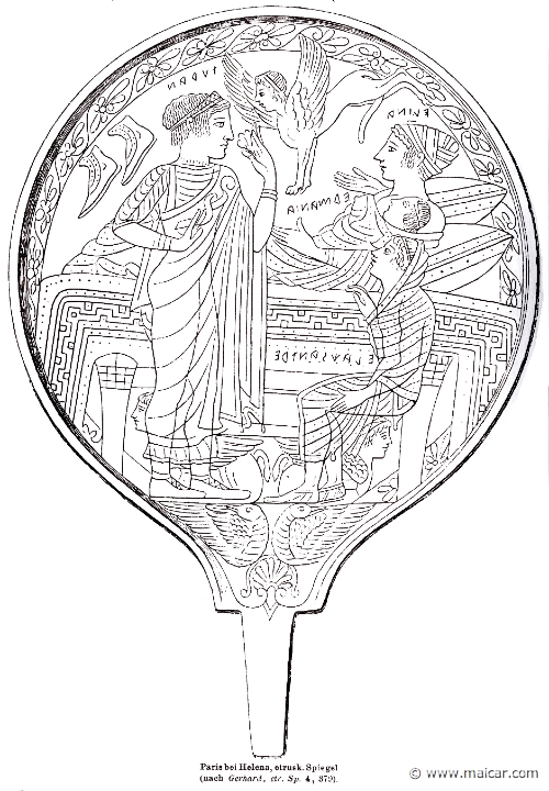 RI.2-1963.jpg - RI.2-1963: Paris and Helen. Etruscan mirror. Wilhelm Heinrich Roscher (Göttingen, 1845- Dresden, 1923), Ausfürliches Lexikon der griechisches und römisches Mythologie, 1884.