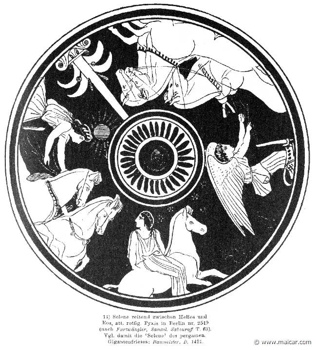 RII.2-3141.jpg - RII.2-3141: Selene between Helius and Eos. Wilhelm Heinrich Roscher (Göttingen, 1845- Dresden, 1923), Ausfürliches Lexikon der griechisches und römisches Mythologie, 1884.