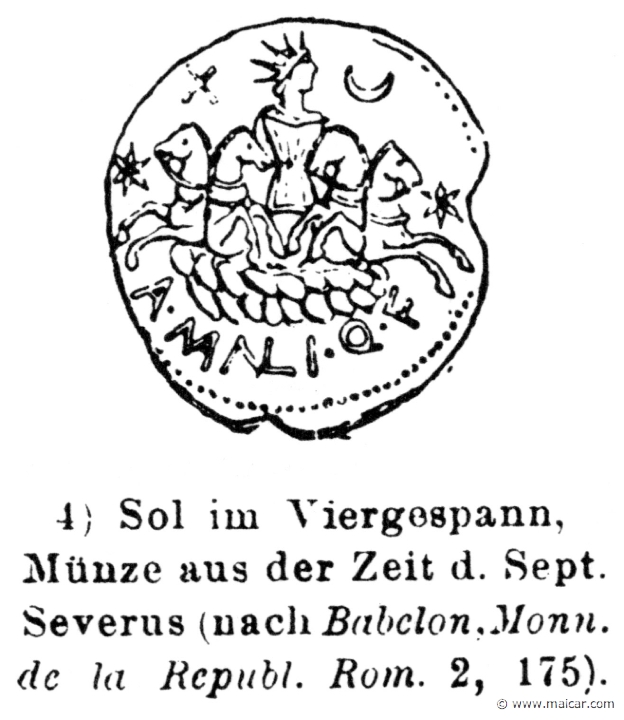 RIV-1151.jpg - RIV-1151: Helius (Sol). Coin from the time of Septimius Severus (AD 145-211). Wilhelm Heinrich Roscher (Göttingen, 1845- Dresden, 1923), Ausfürliches Lexikon der griechisches und römisches Mythologie, 1884.