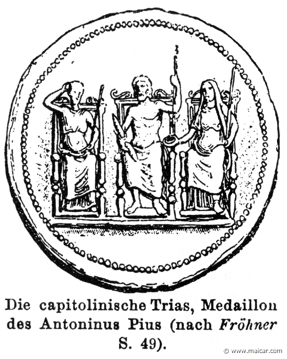 RII.1-0758b.jpg - RII.1-0758b: The Capitoline Triad: Minerva, Jupiter, and Juno. Wilhelm Heinrich Roscher (Göttingen, 1845- Dresden, 1923), Ausfürliches Lexikon der griechisches und römisches Mythologie, 1884.