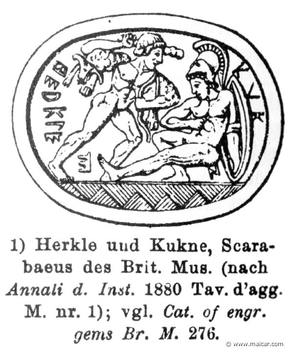 RII.1-1692.jpg - RII.1-1692: Heracles and Cycnus. Wilhelm Heinrich Roscher (Göttingen, 1845- Dresden, 1923), Ausfürliches Lexikon der griechisches und römisches Mythologie, 1884.