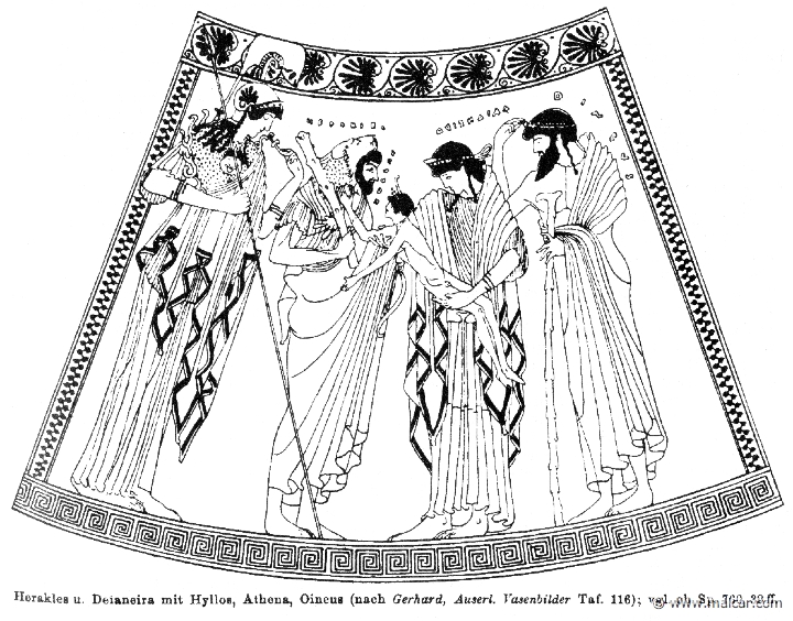 RIII.1-0761.jpg - RIII.1-0761: Athena, Heracles, Hyllus, Deianira, Oeneus. Wilhelm Heinrich Roscher (Göttingen, 1845- Dresden, 1923), Ausfürliches Lexikon der griechisches und römisches Mythologie, 1884.